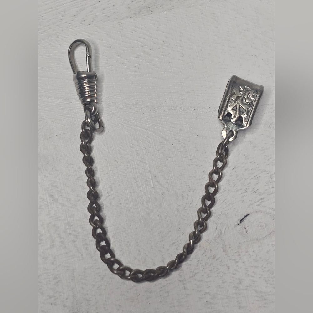 Small Silver Tone Vest Pocket Clip Watch Chain Decorative Fob [ Read Details ]